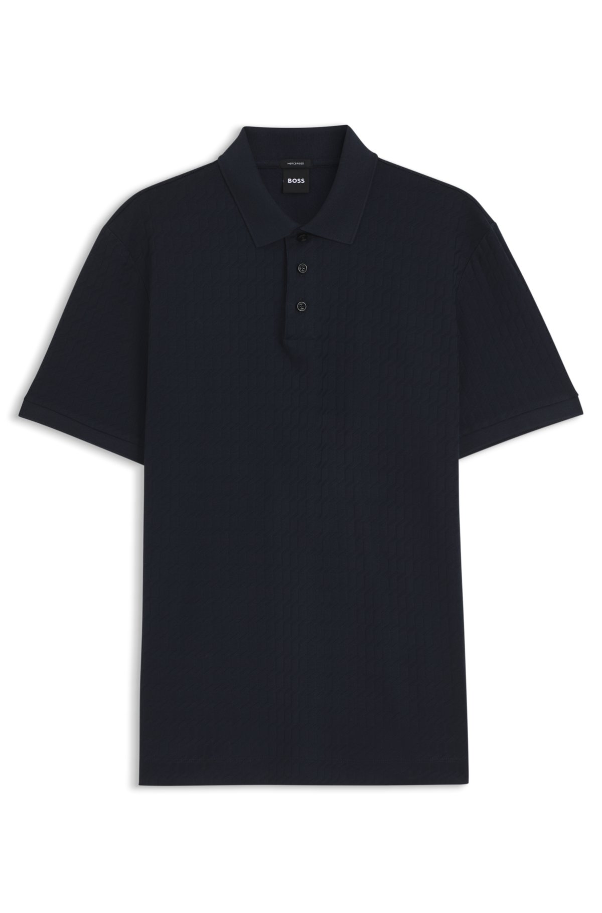 Geometric-jacquard polo shirt in cotton