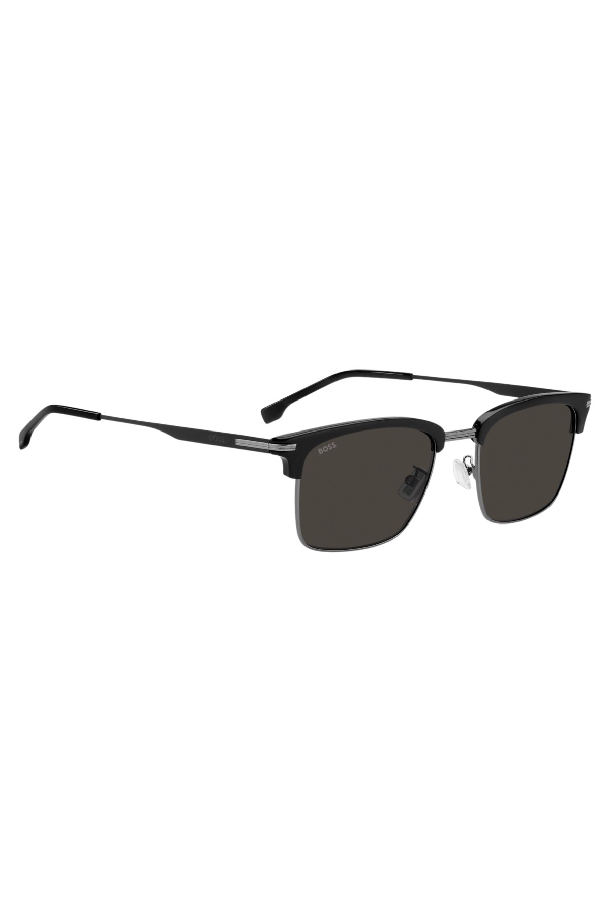 Black-acetate sunglasses with steel trims