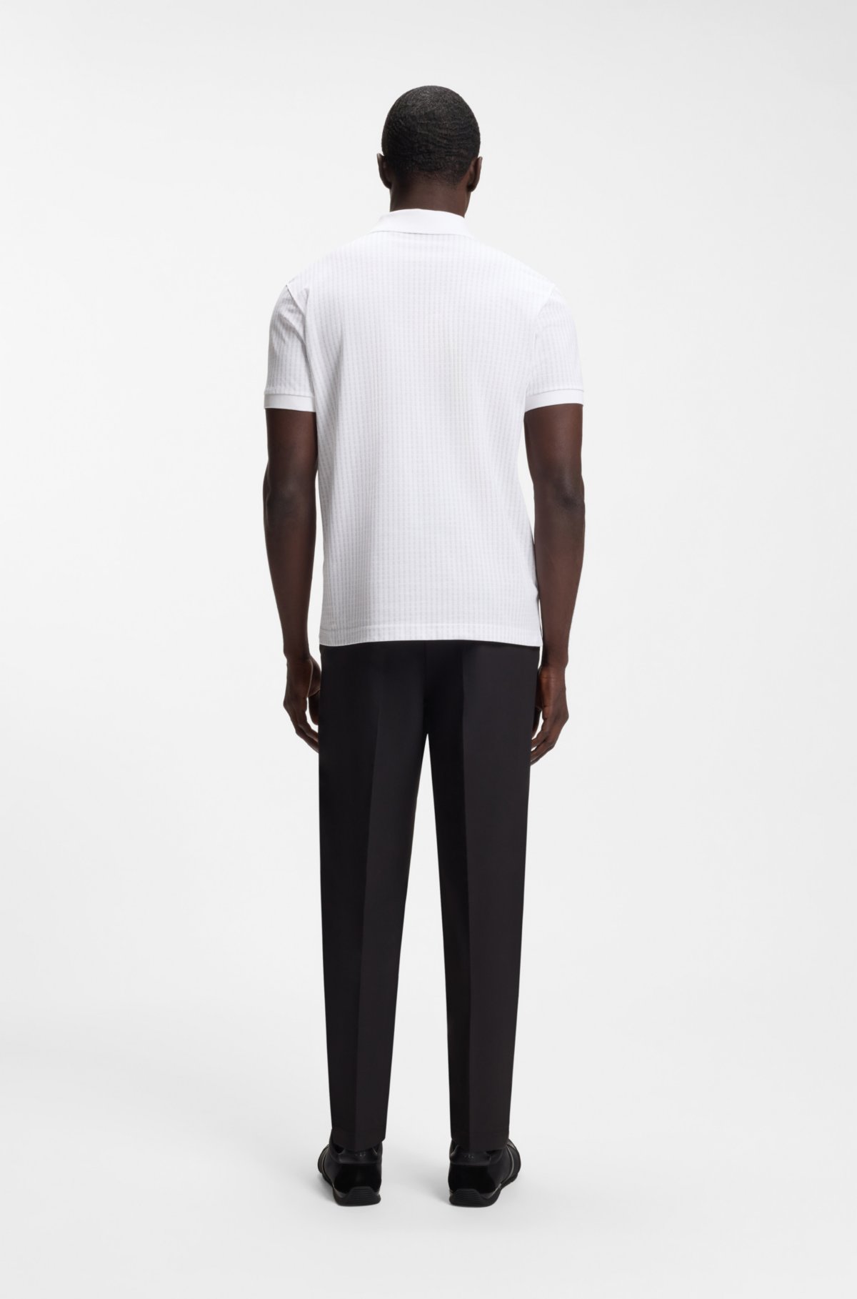 Cotton-piqué polo shirt with all-over print