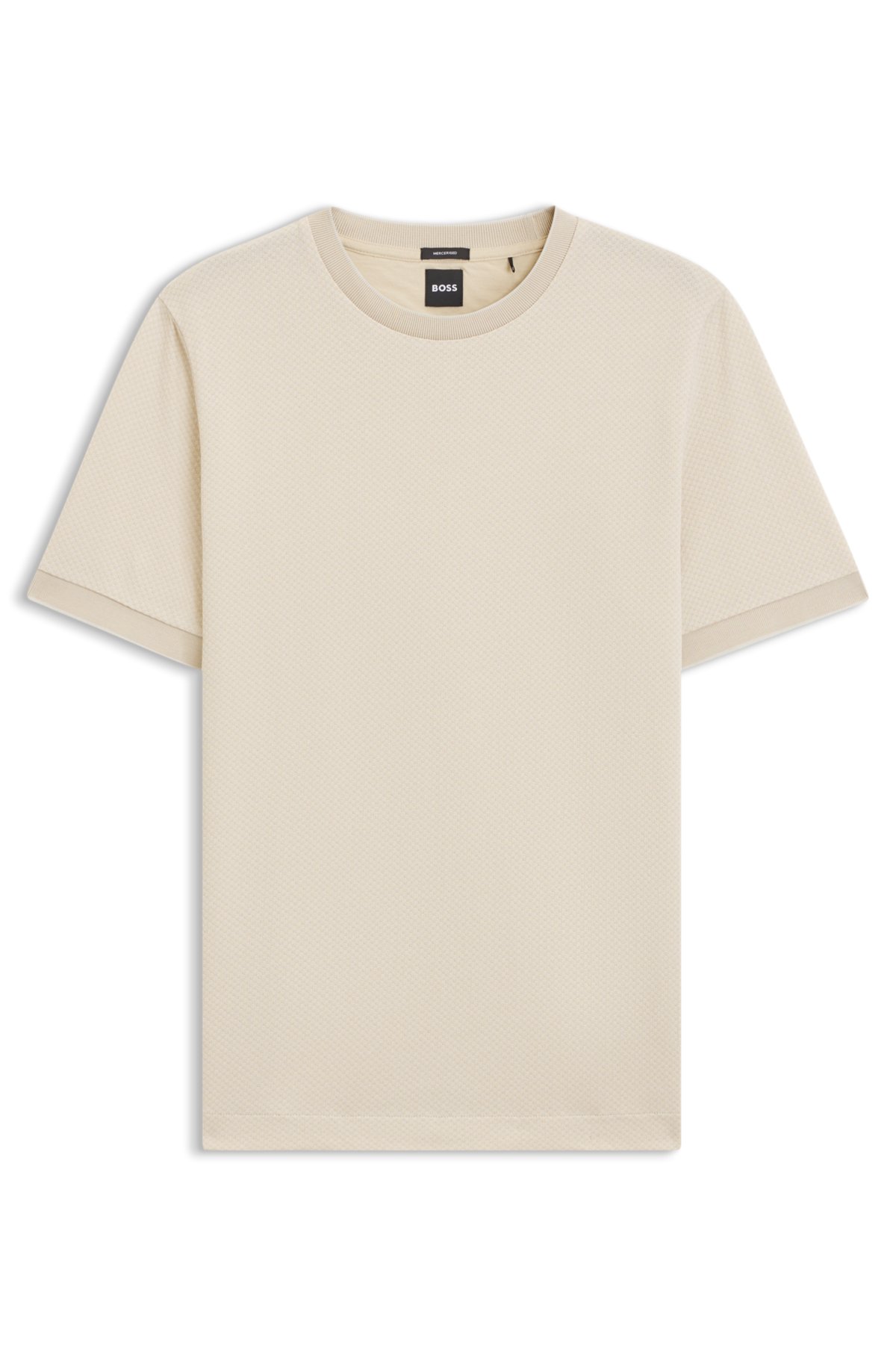 Mercerised-cotton T-shirt with two-tone structure
