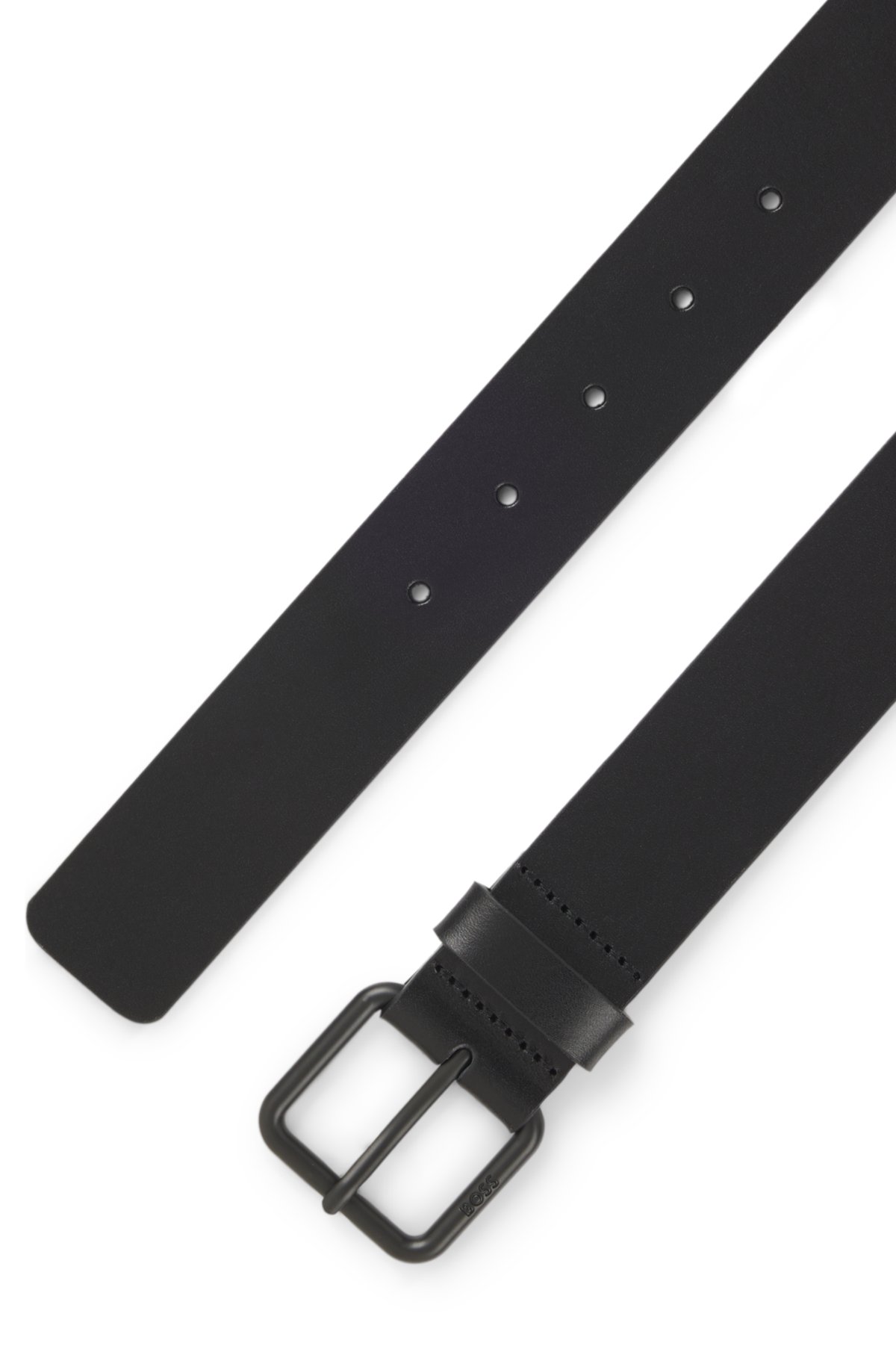 Tonal-buckle belt in Italian leather