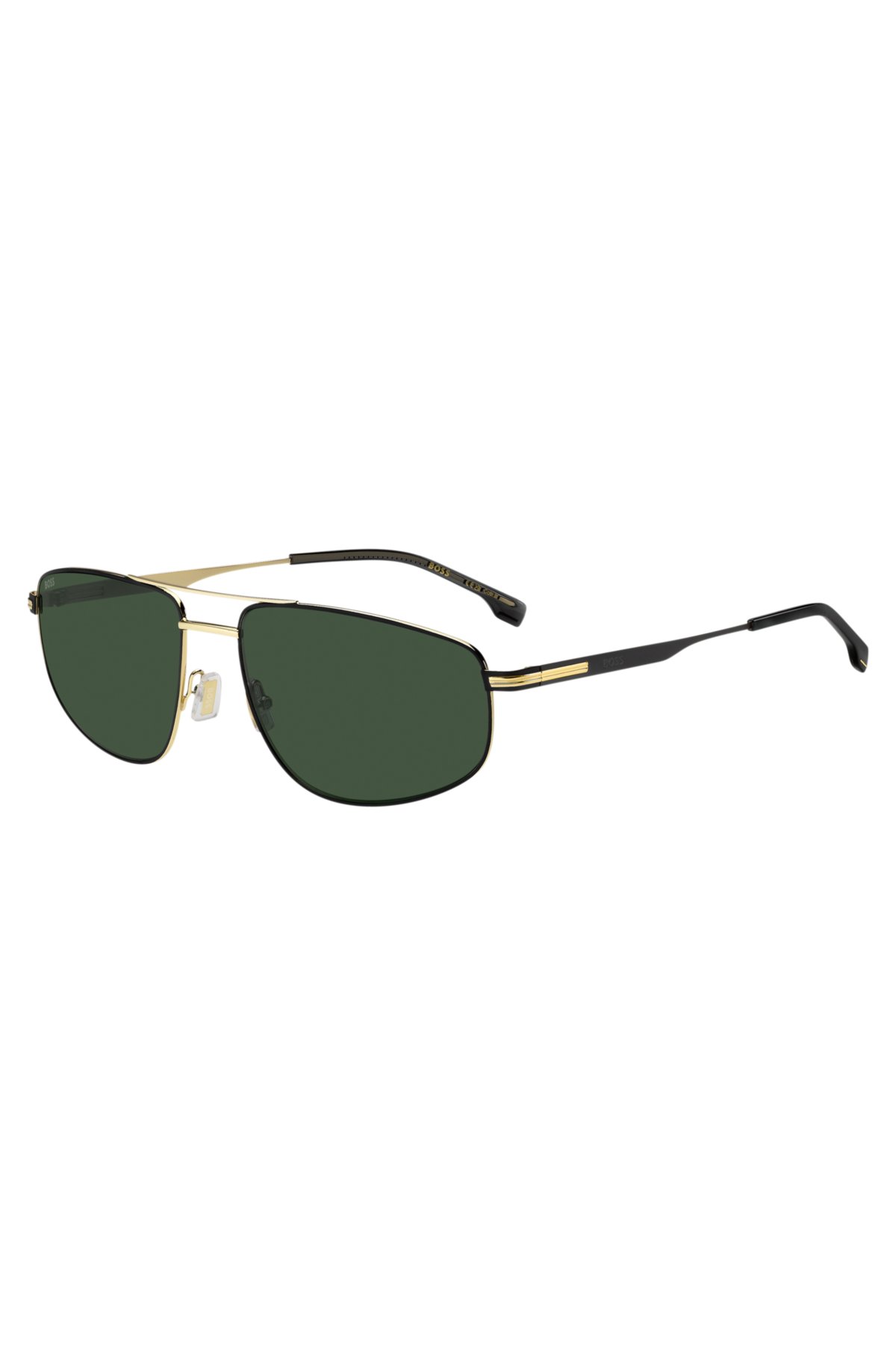 Double-bridge sunglasses in black with gold-tone trims
