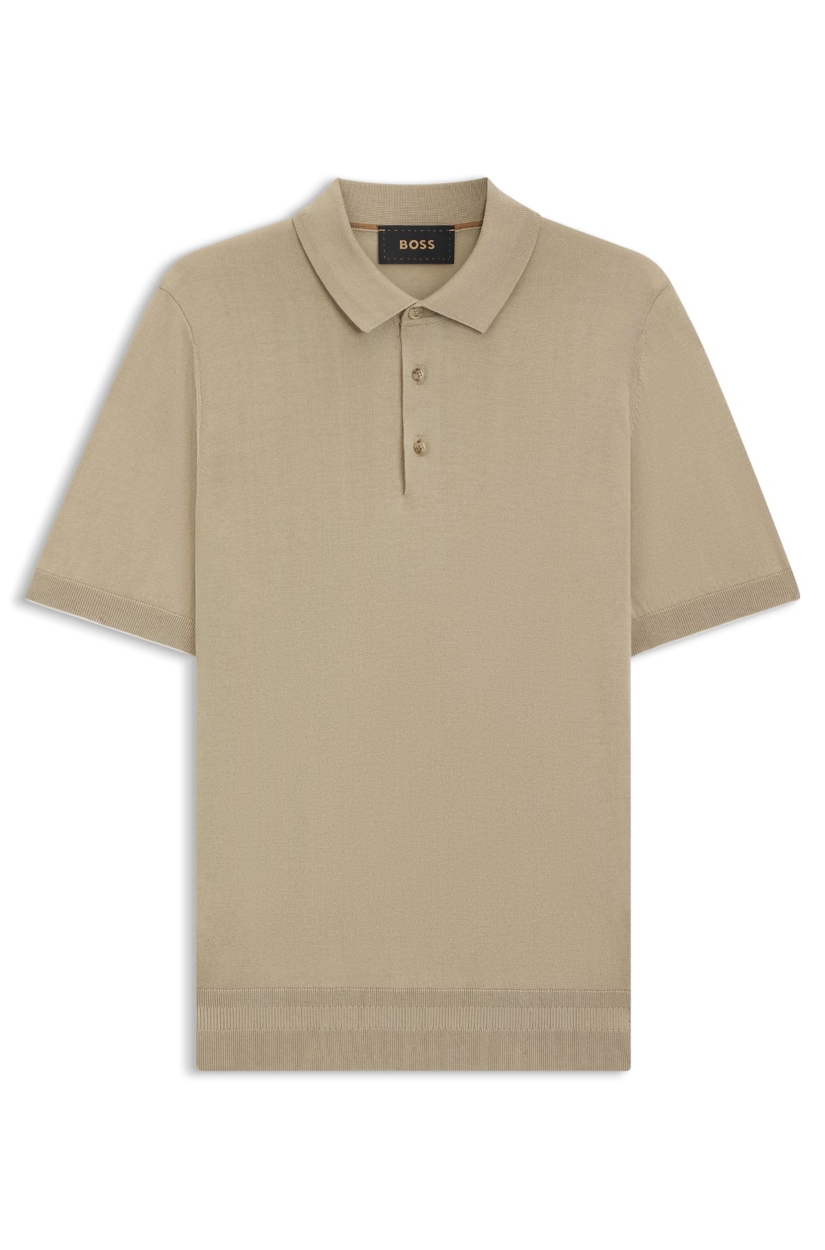 Knit polo shirt in silk and cotton