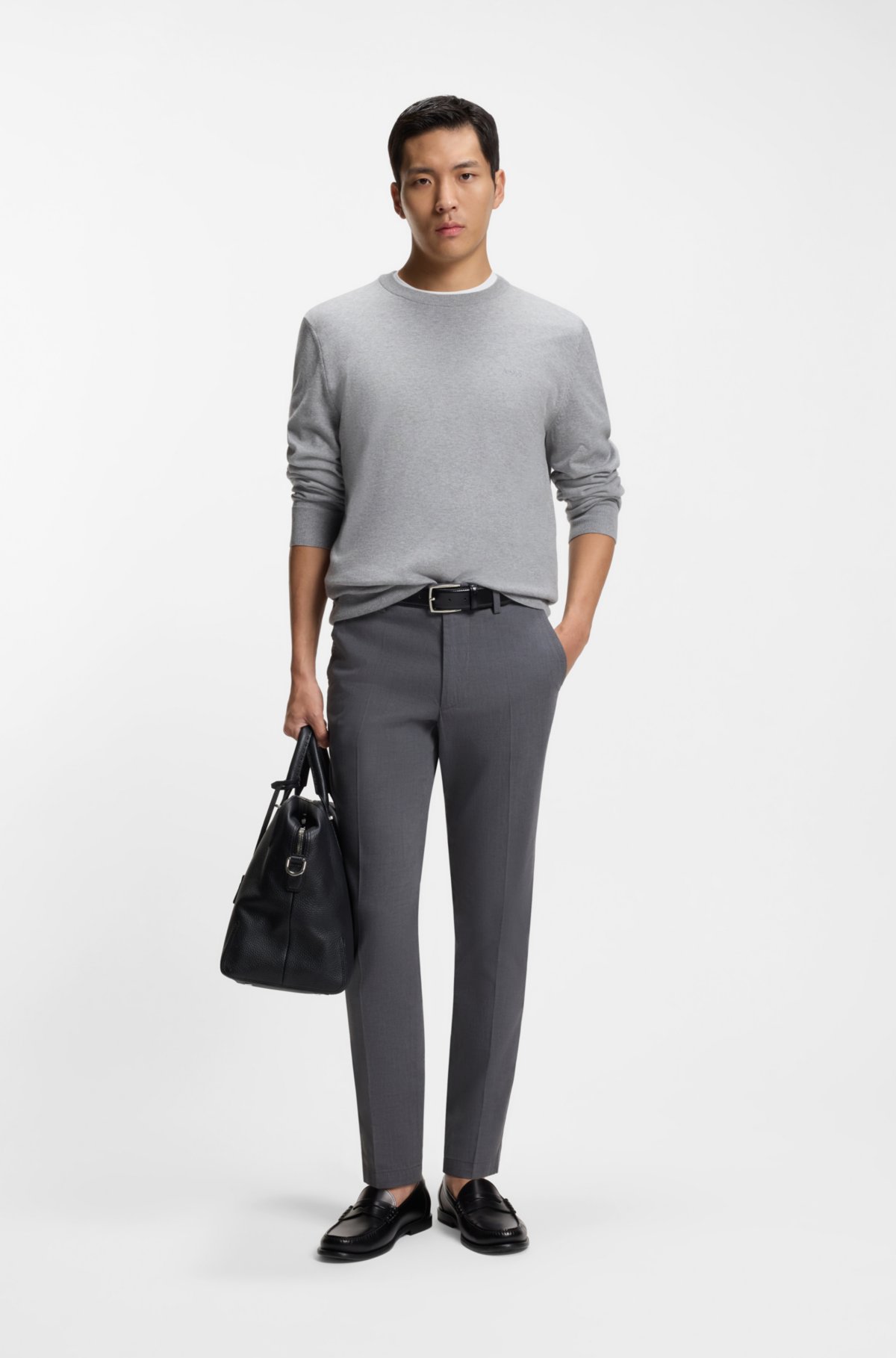 Slim-fit trousers in stretch-cotton dobby