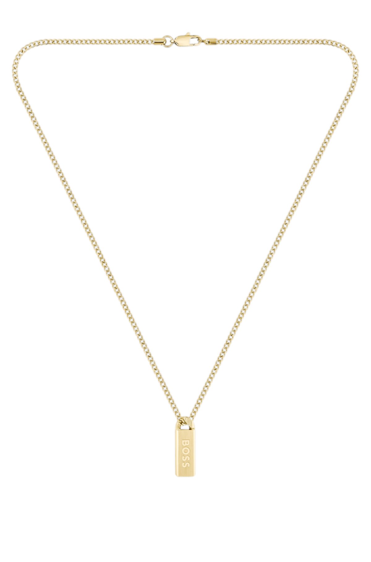 Gold-tone necklace with ink-filled logo pendant