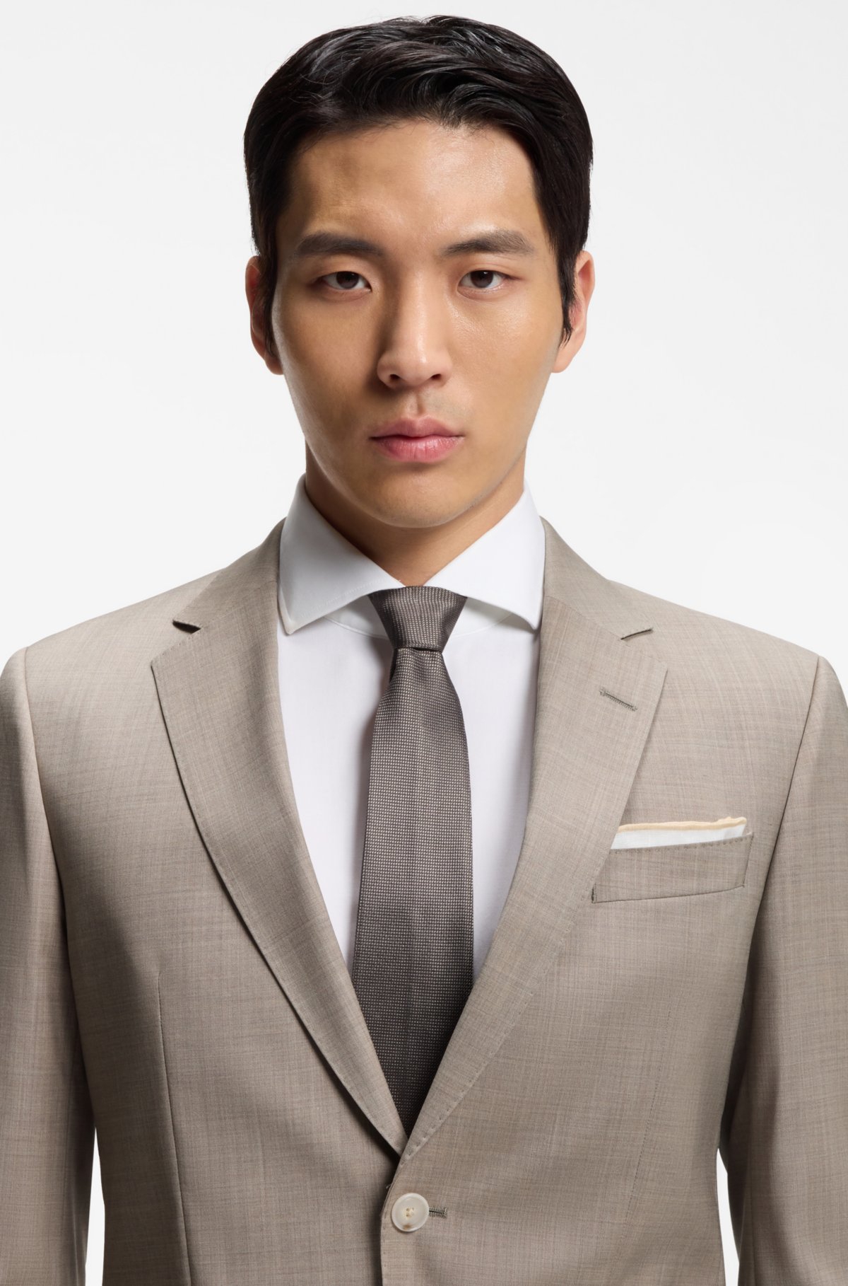 Melange slim-fit suit in virgin wool Melange slim-fit suit in virgin wool