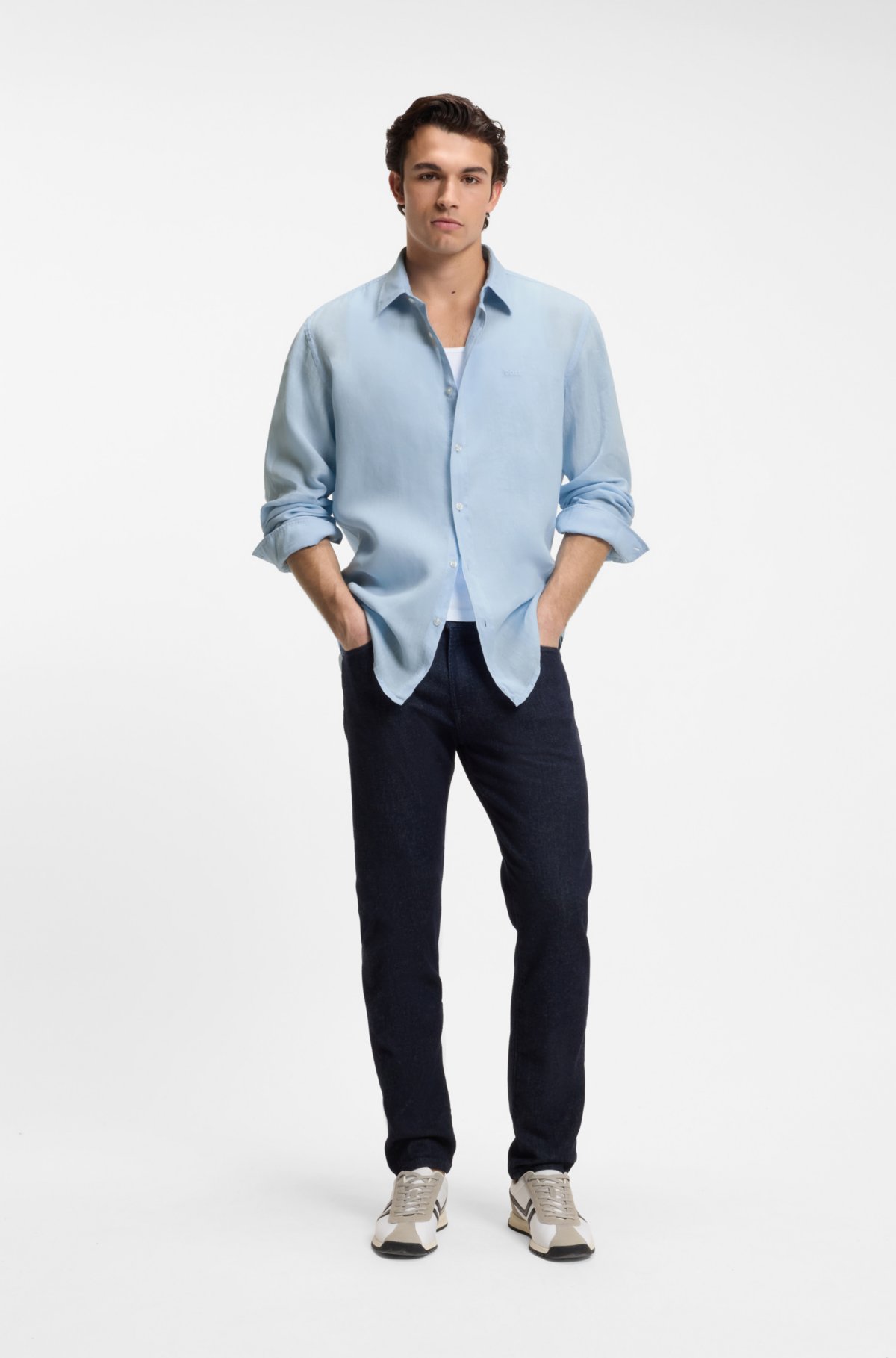 Regular-fit shirt in linen
