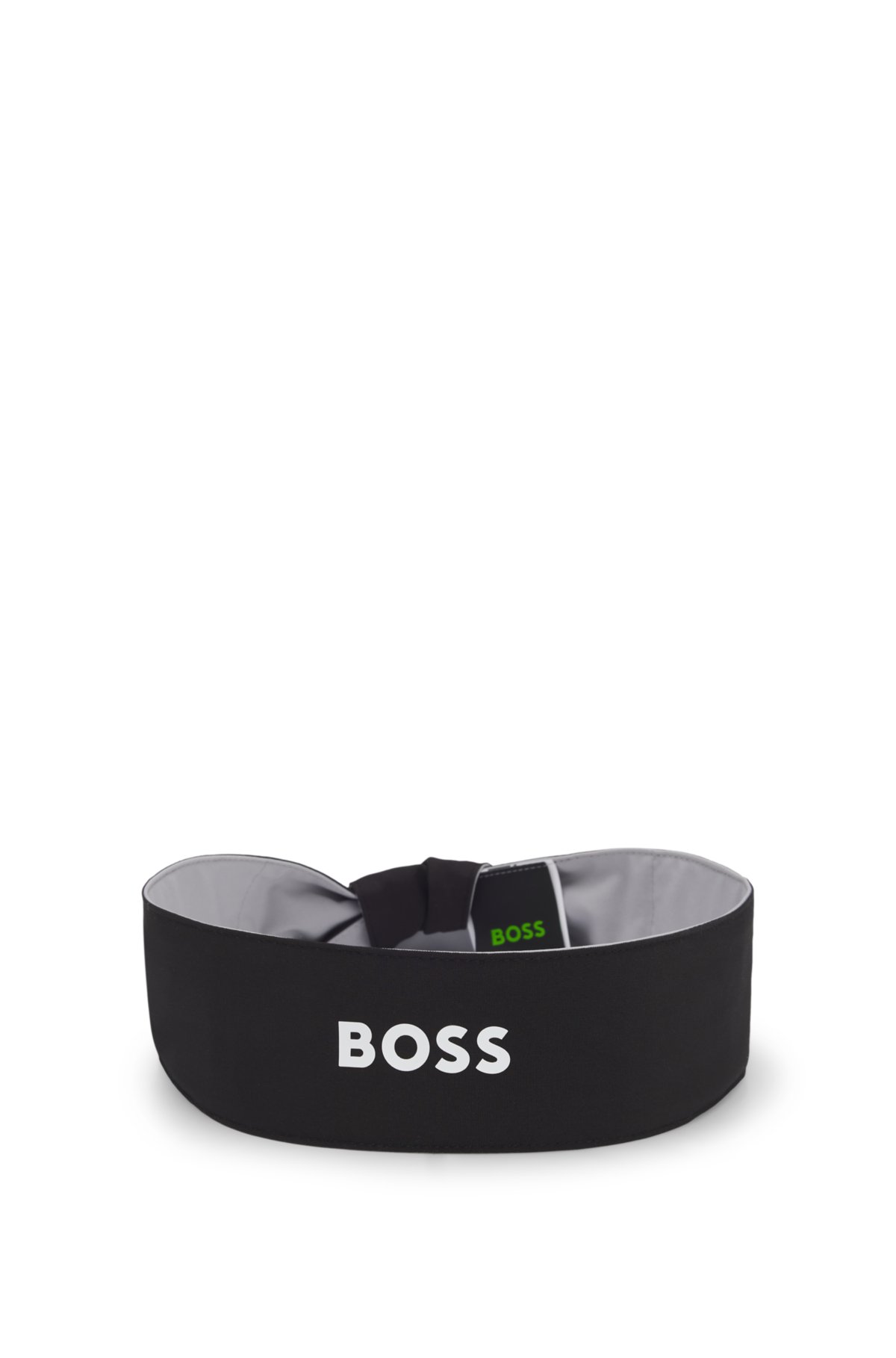 Sports headband in stretch twill with printed logo