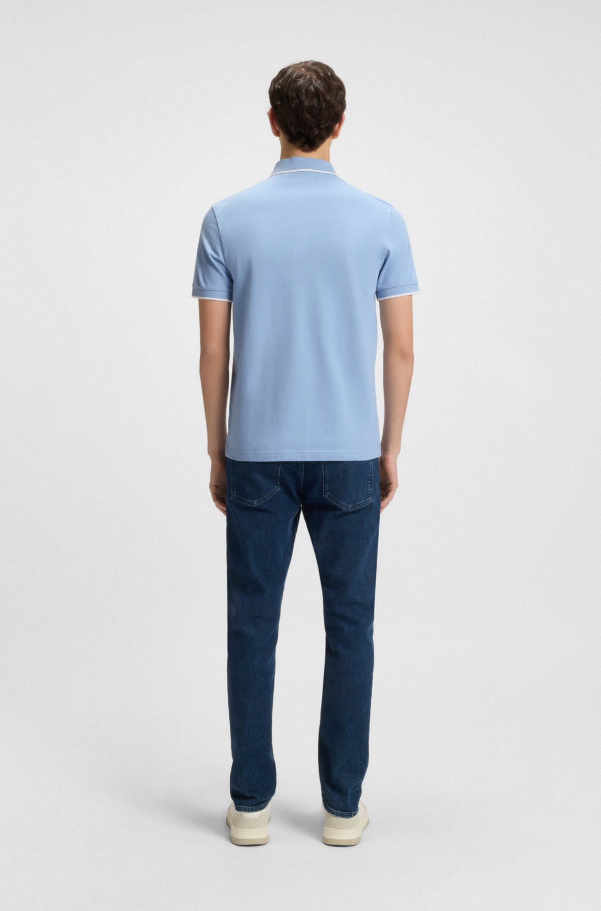 Logo-patch slim-fit polo shirt in stretch cotton