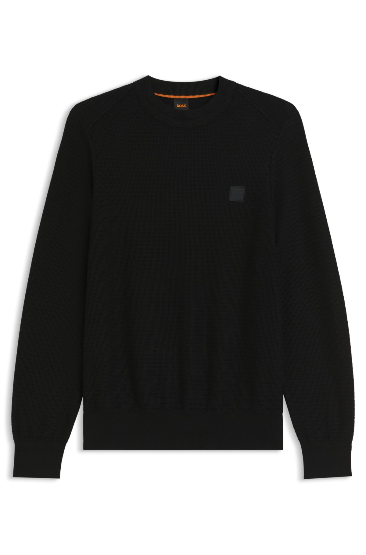 Cotton-cashmere sweater with logo patch