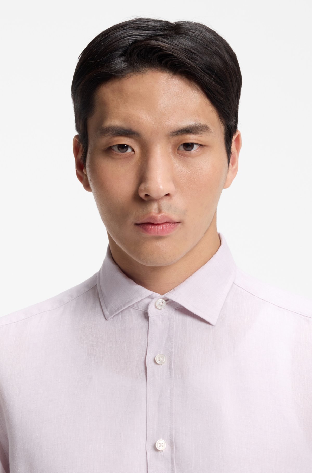 Regular-fit shirt in washed linen