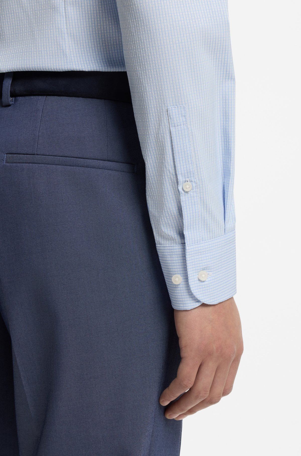 Checked slim-fit shirt in performance-stretch fabric