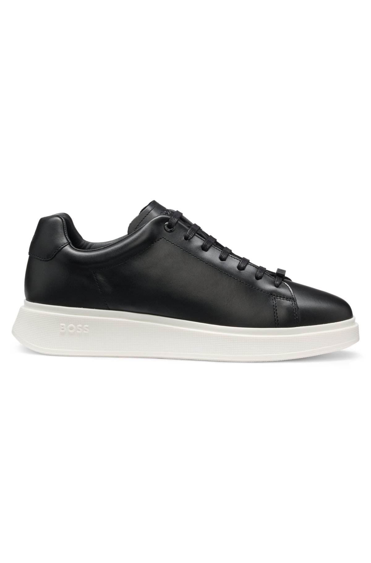 Rubber-outsole trainers in leather