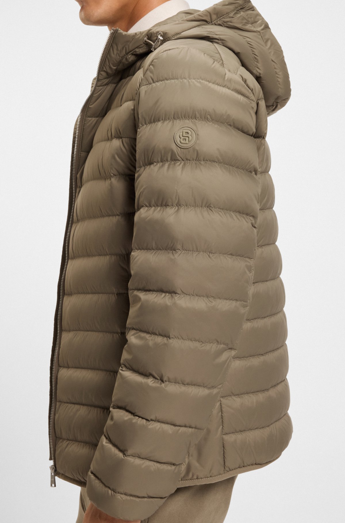 Down-filled jacket with water-repellent finish