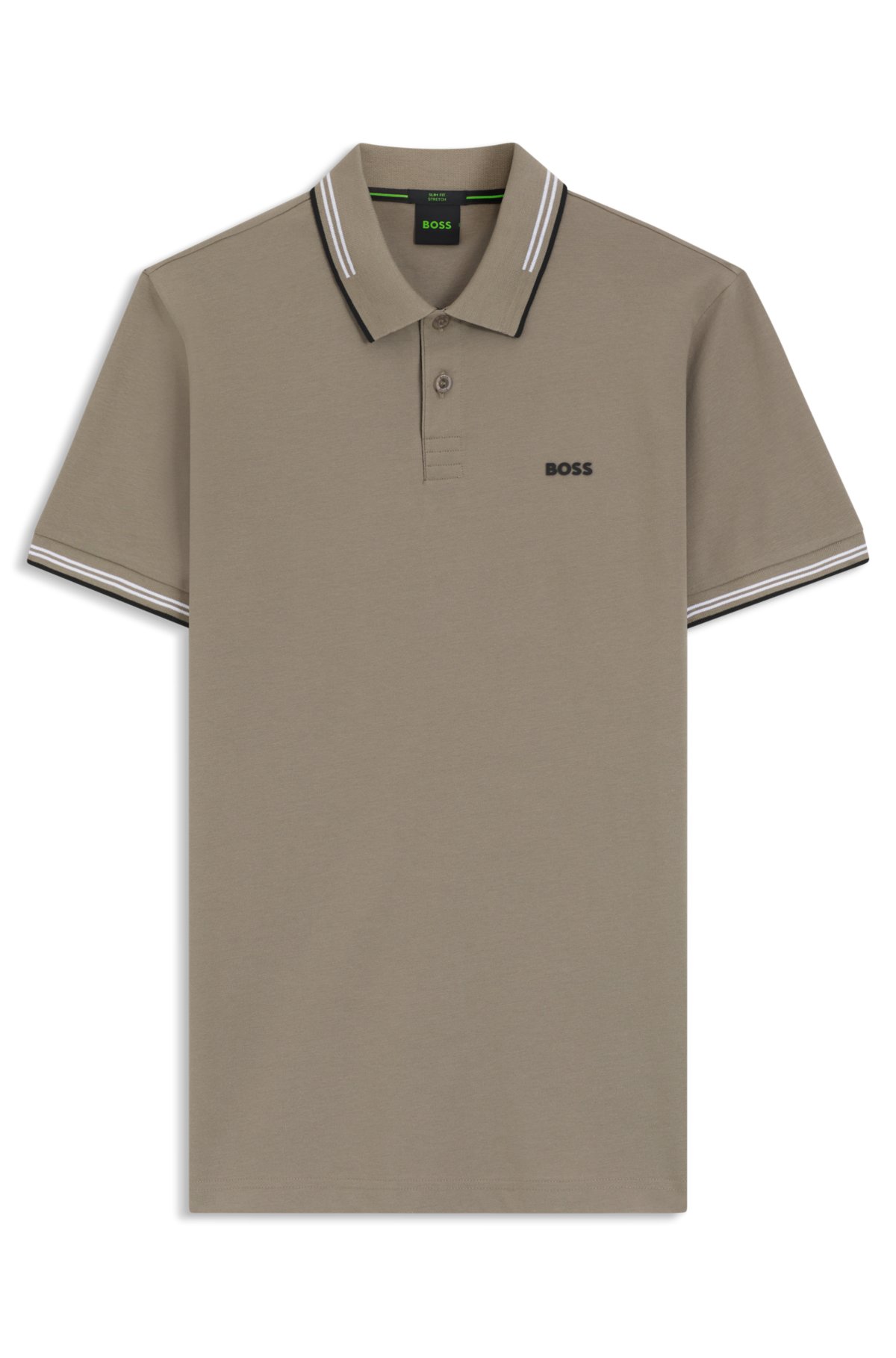 Stretch-cotton slim-fit polo shirt with branding and stripes