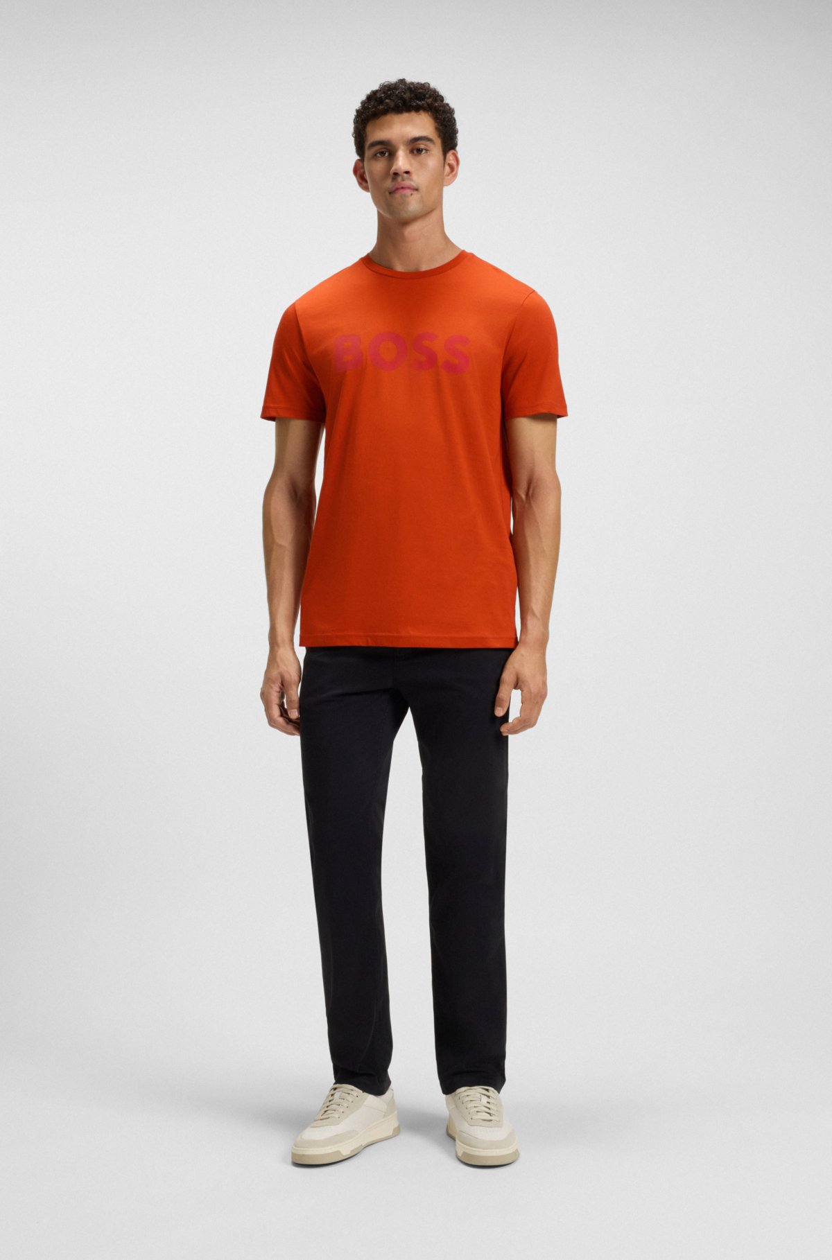 Cotton-jersey T-shirt with large logo print