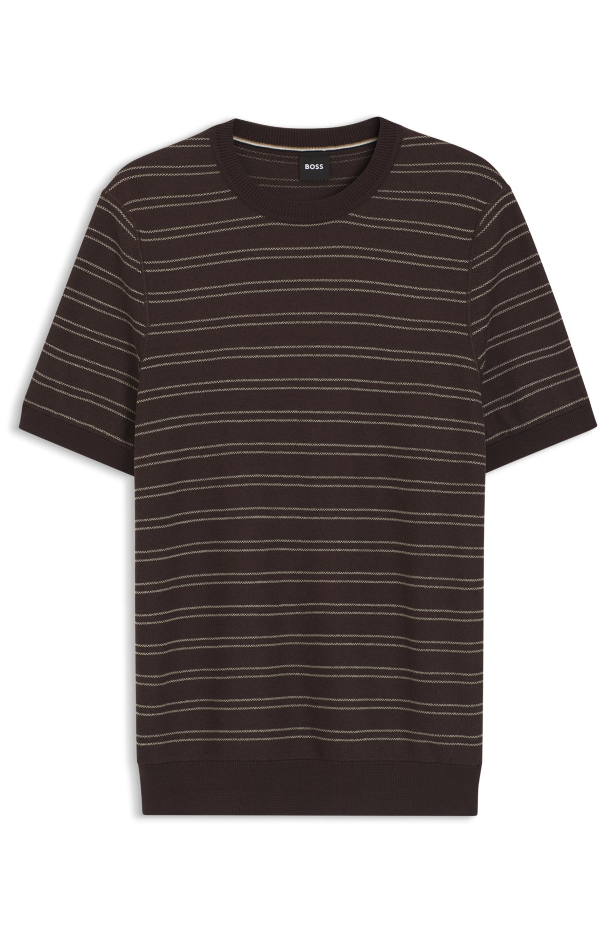 Horizontal-stripe sweater in a cotton blend