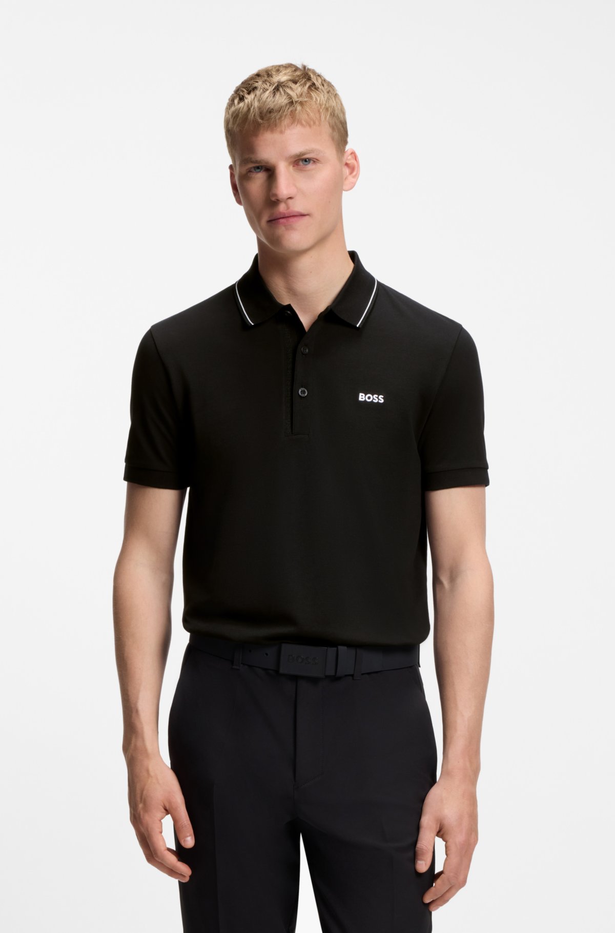 Tonal-logo slim-fit polo shirt in cotton piqué