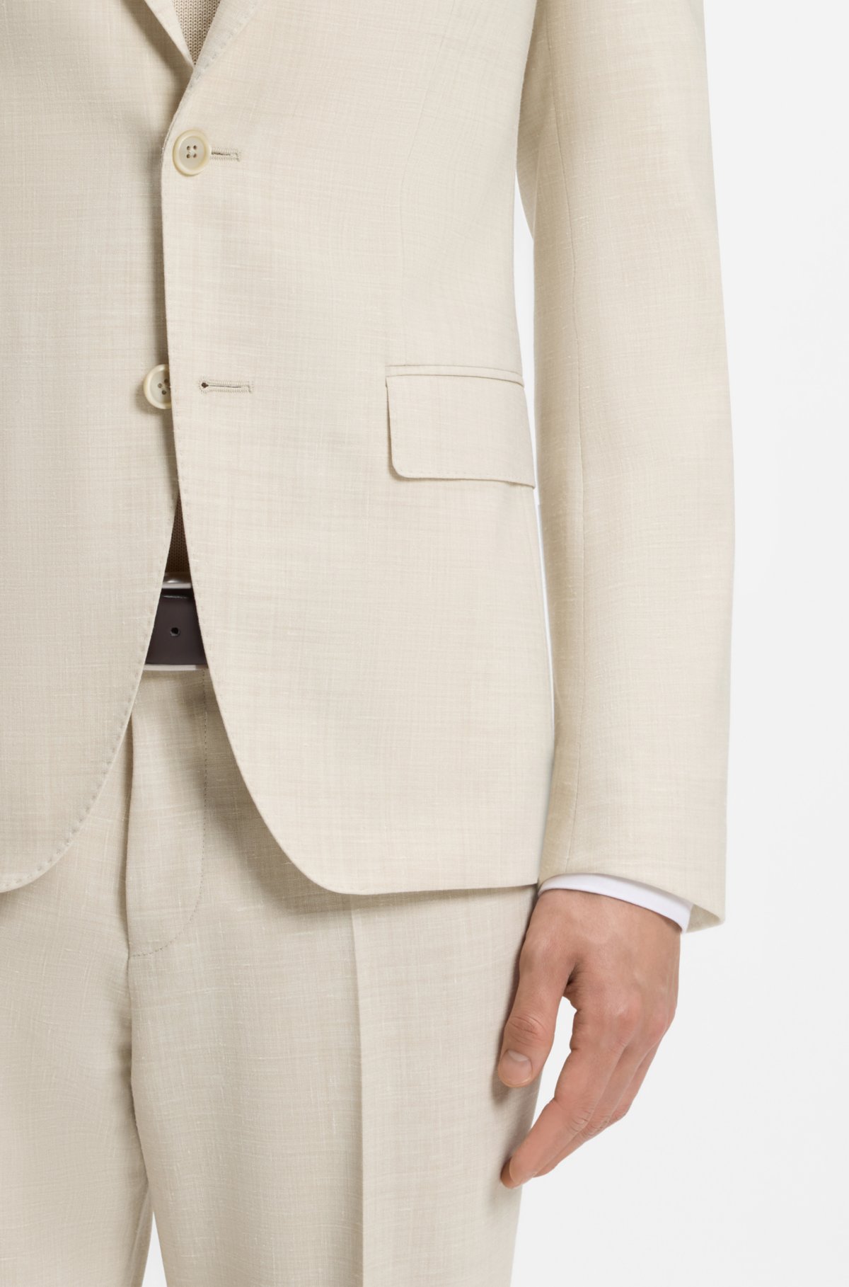 Two-piece slim-fit suit in micro-patterned cloth
