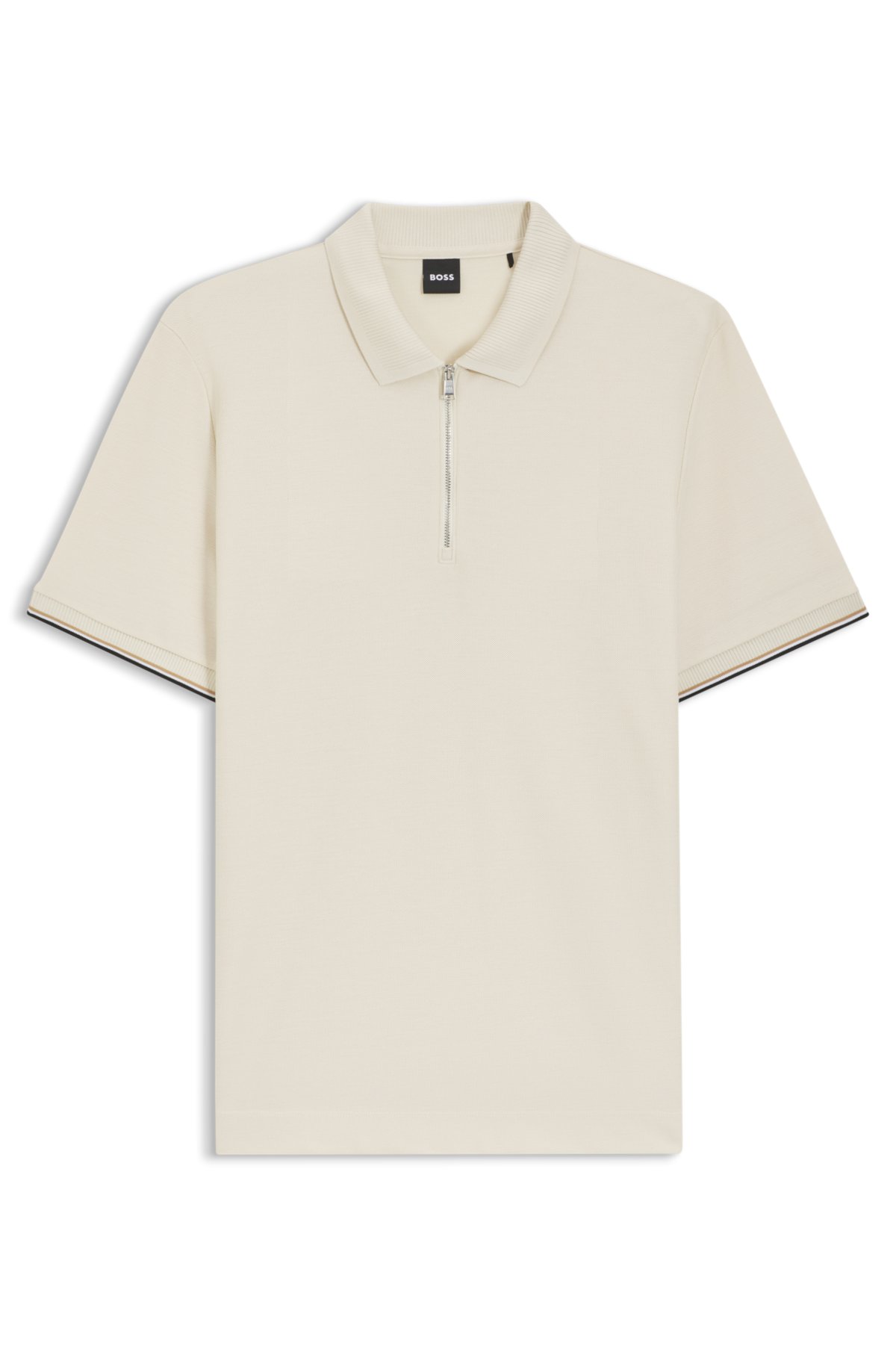 Cotton-piqué polo shirt with zip neck
