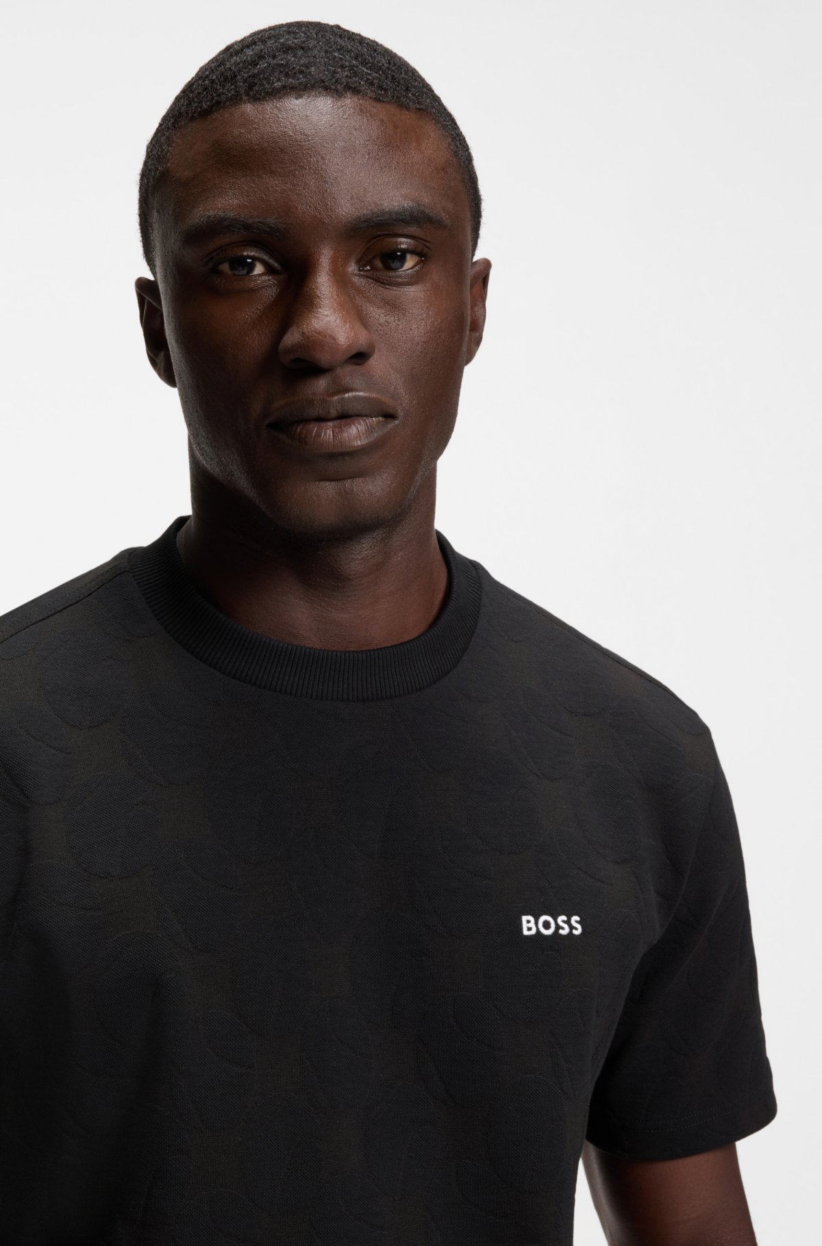 Cotton-blend T-shirt with tennis-ball jacquard
