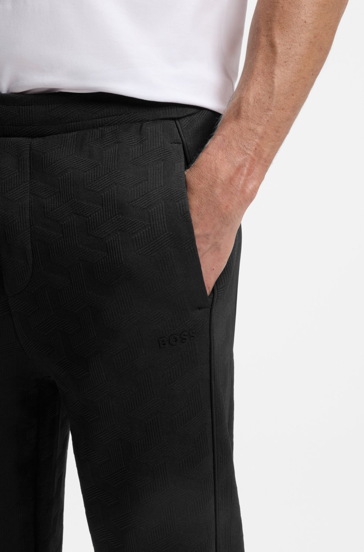 Quilted-jacquard tracksuit bottoms in a regular fit
