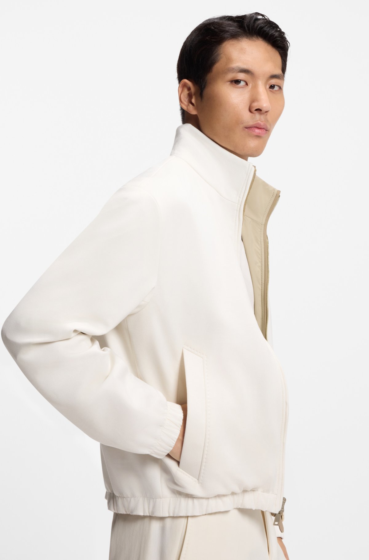 Reversible jacket in peached fabric