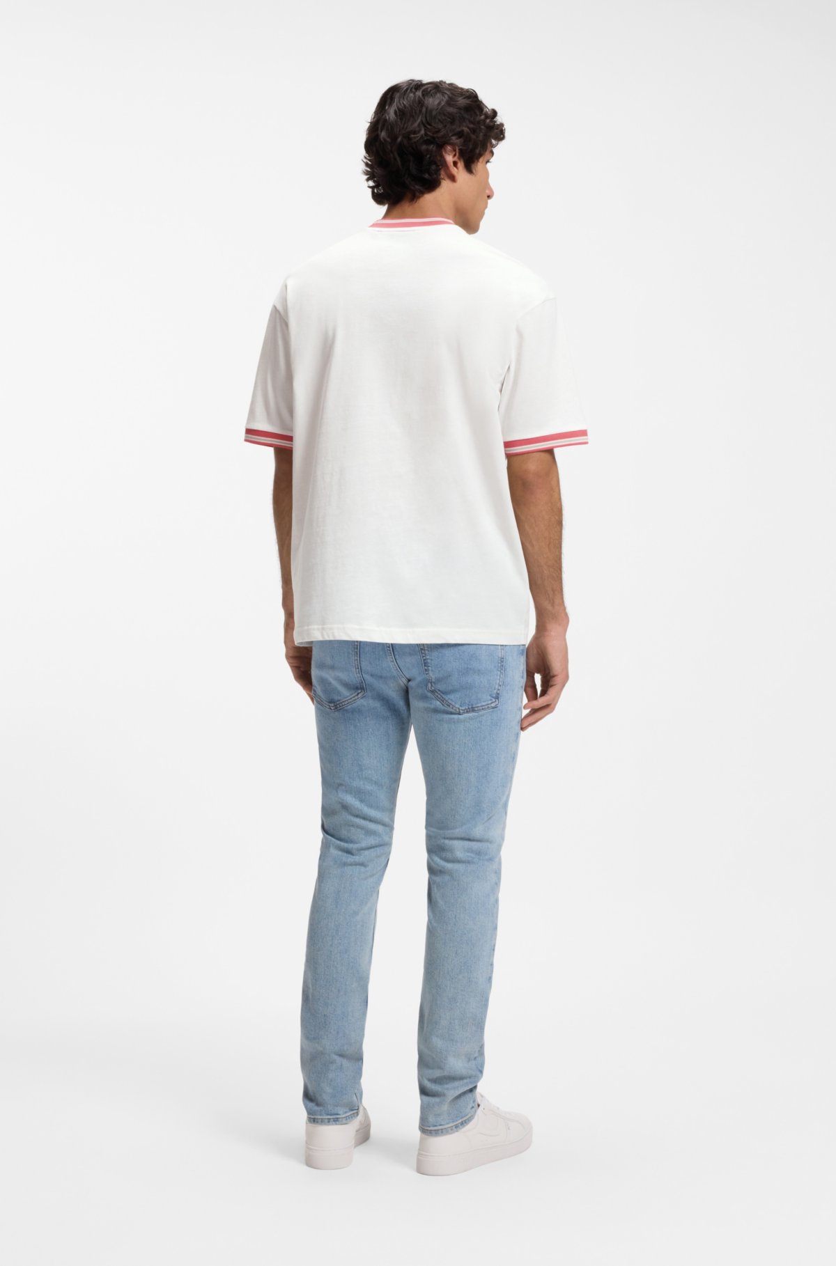Relaxed-fit T-shirt in cotton with striped trims Relaxed-fit T-shirt in cotton with striped trims