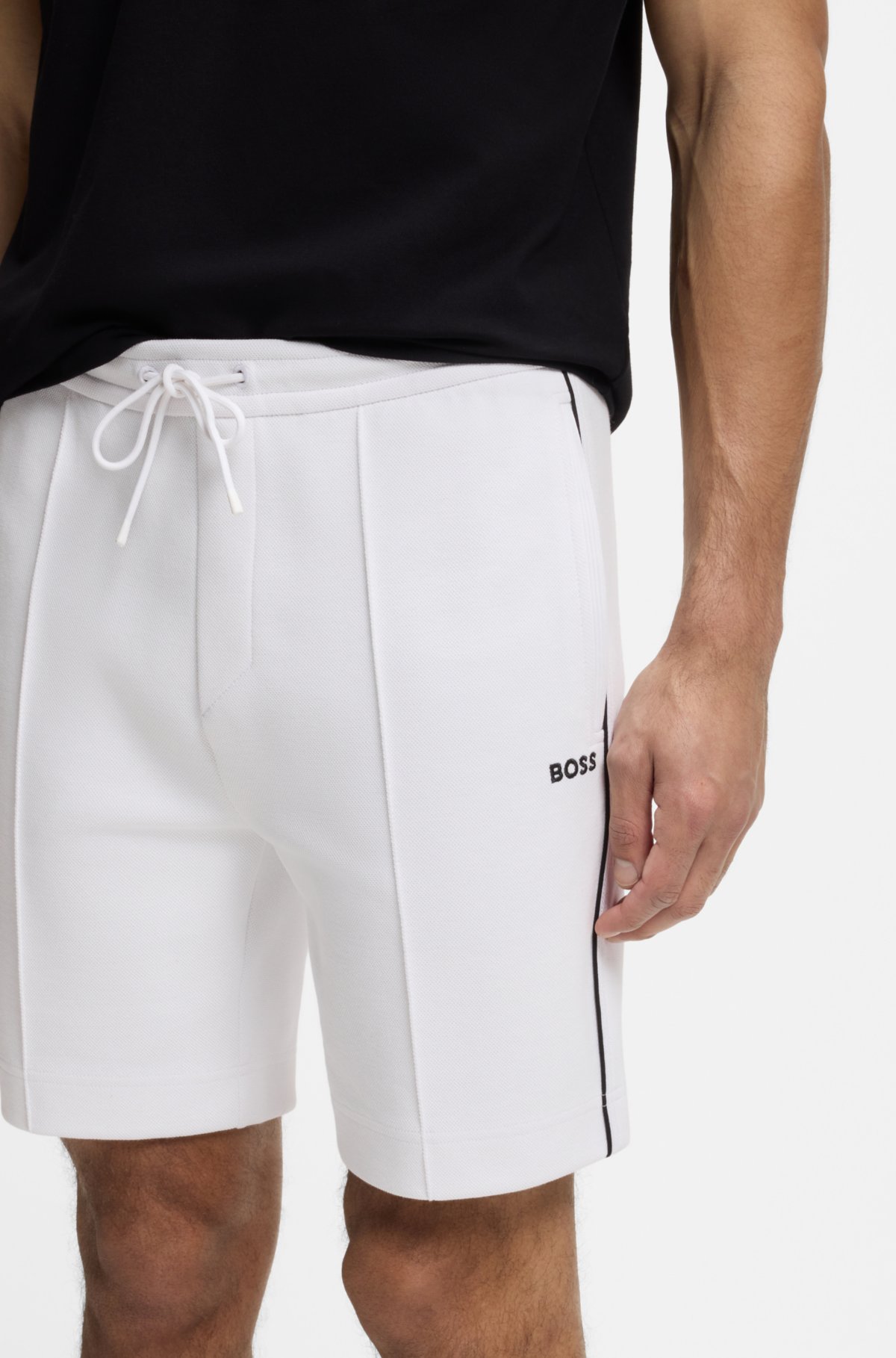 Piped-trim shorts in a cotton blend
