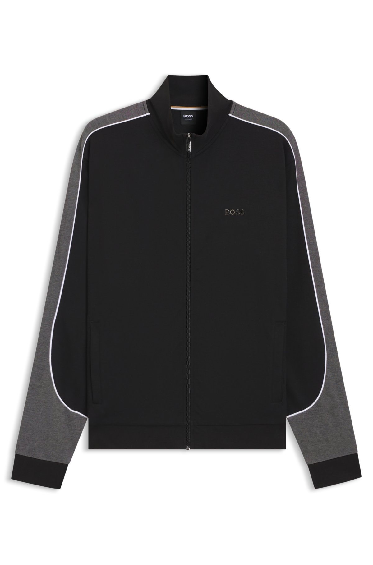 Contrast-detail zip-up jacket in a cotton blend