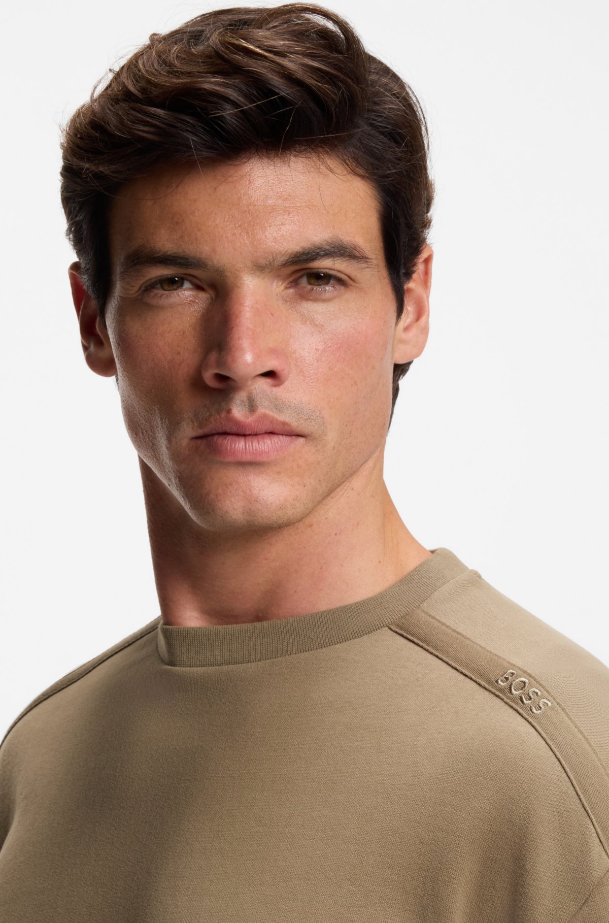 Shoulder-logo sweatshirt in cotton terry