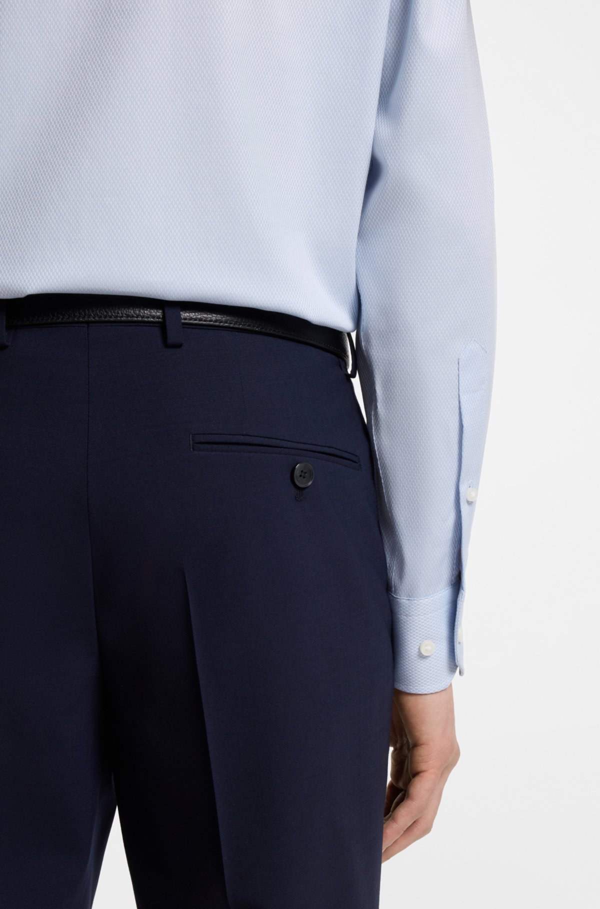 Easy-iron regular-fit shirt in stretch-cotton dobby
