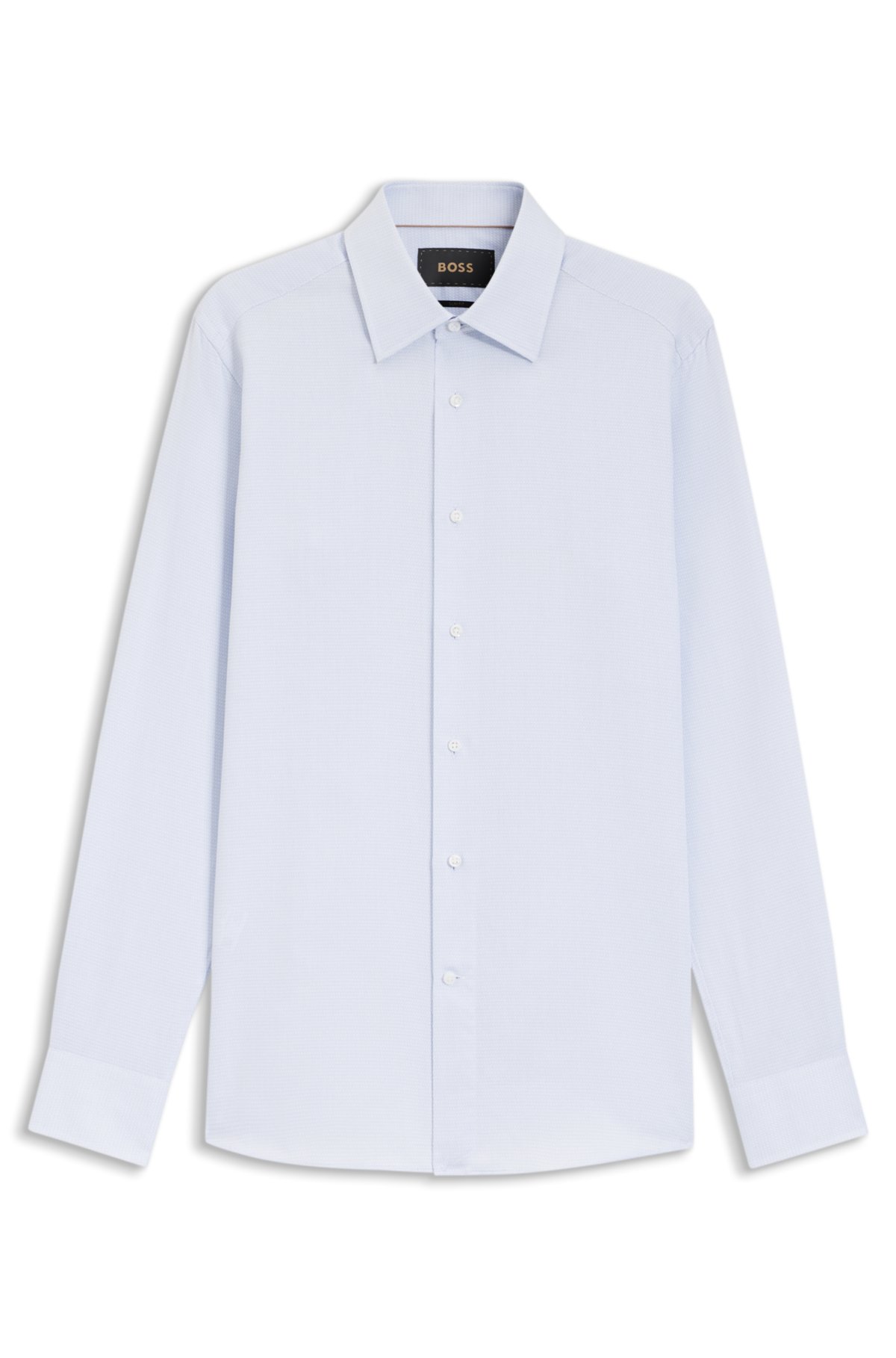 Slim-fit shirt in Italian-made structured cotton