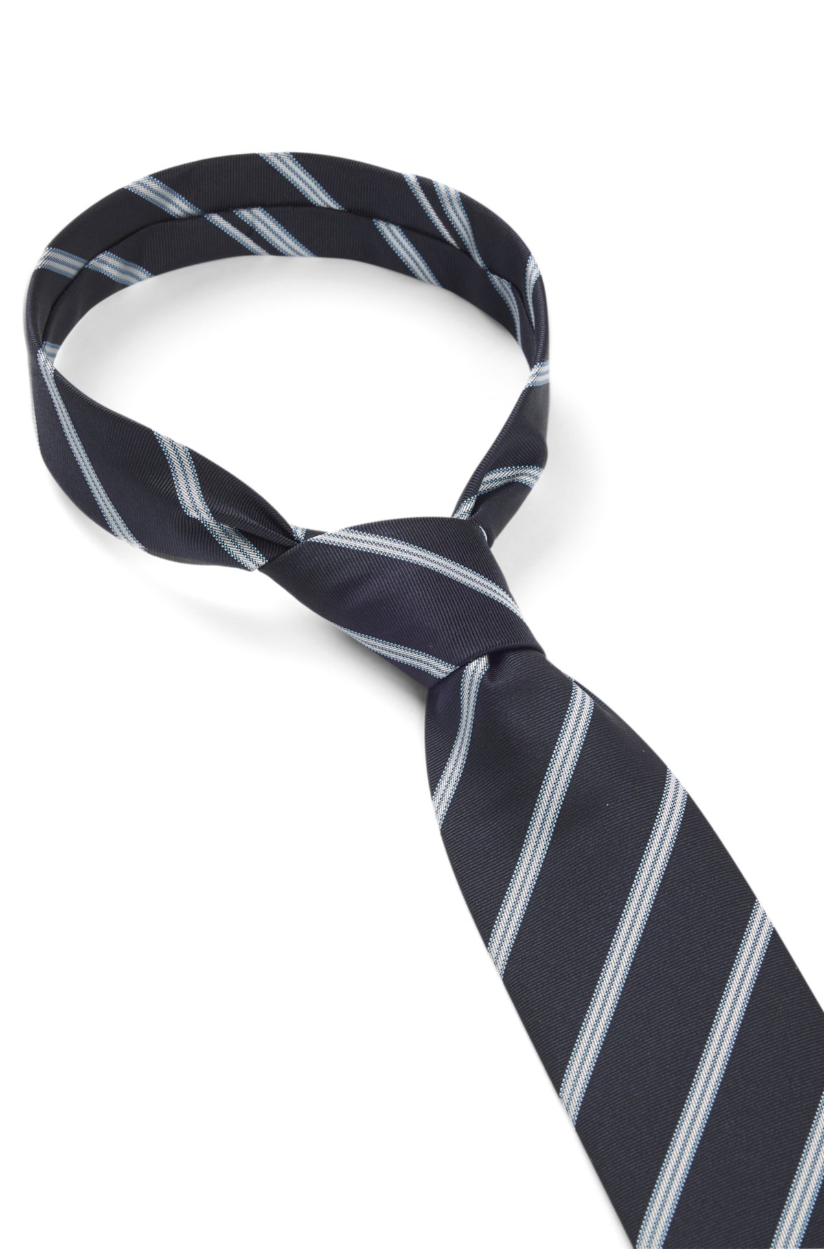 Diagonal-stripe tie in a silk blend