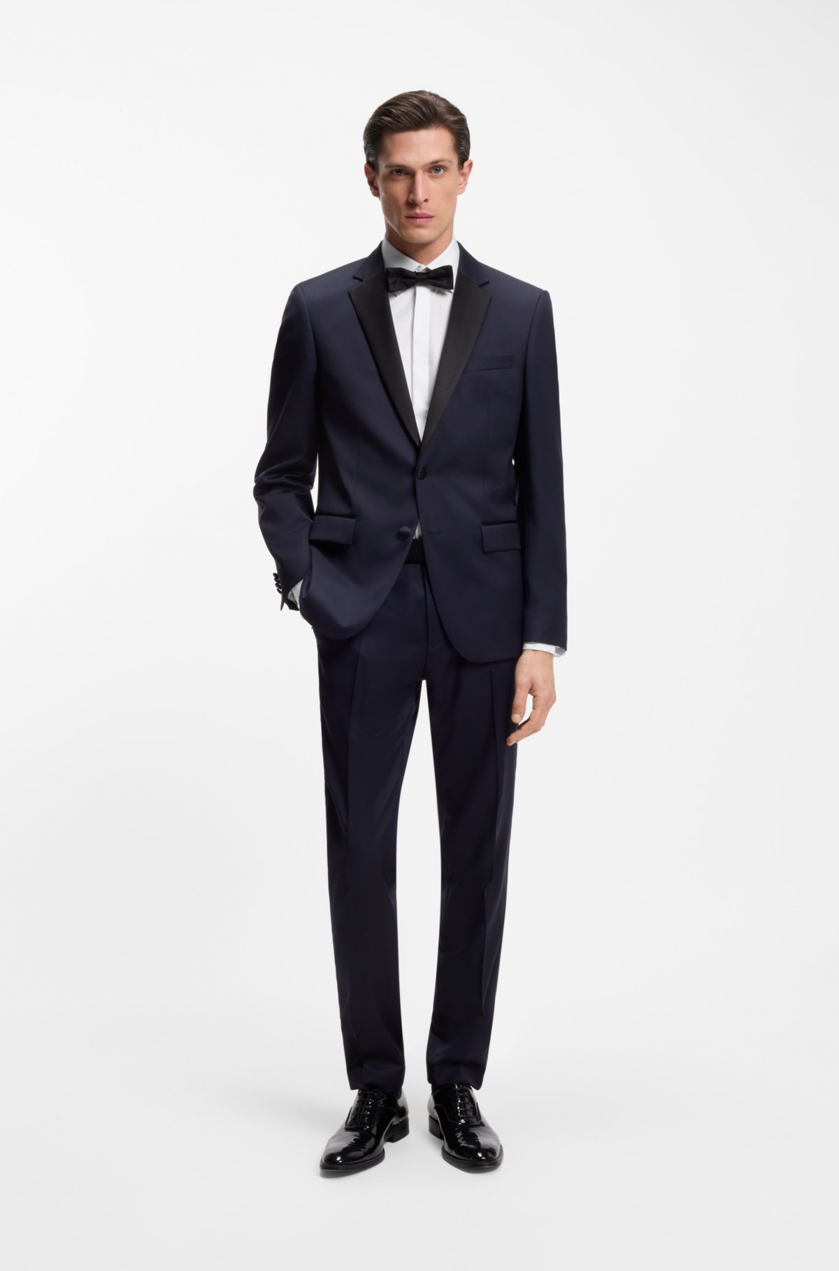 Easy-iron slim-fit shirt in stretch-cotton poplin