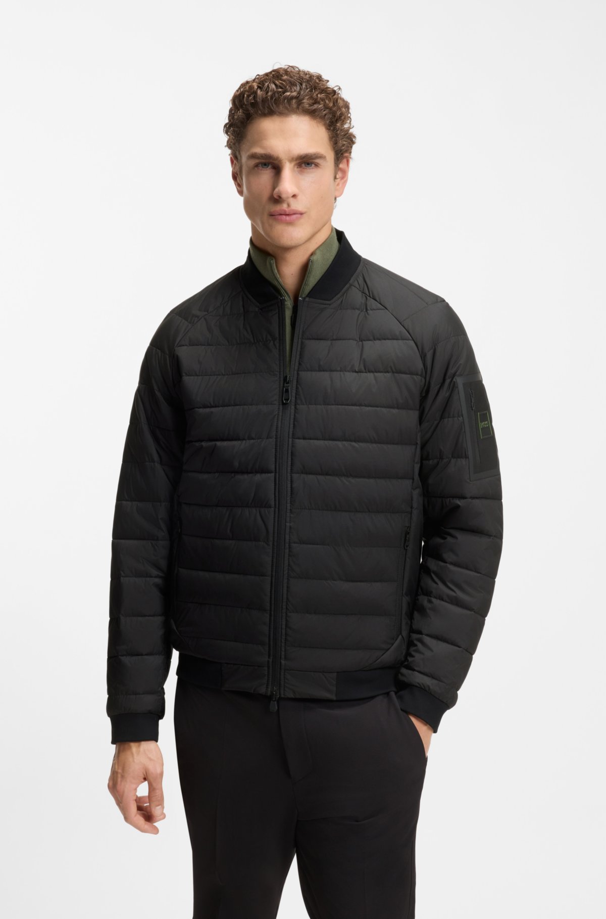 Padded bomber jacket with water-repellent finish Padded bomber jacket with water-repellent finish