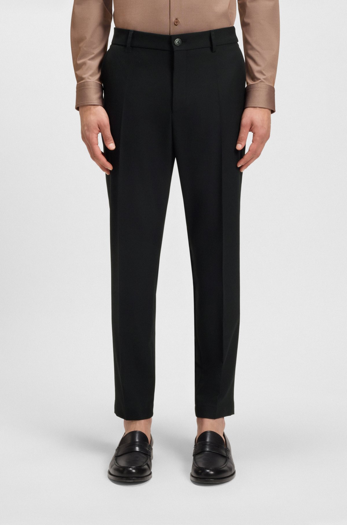 Machine-washable tapered-fit trousers in stretch fabric