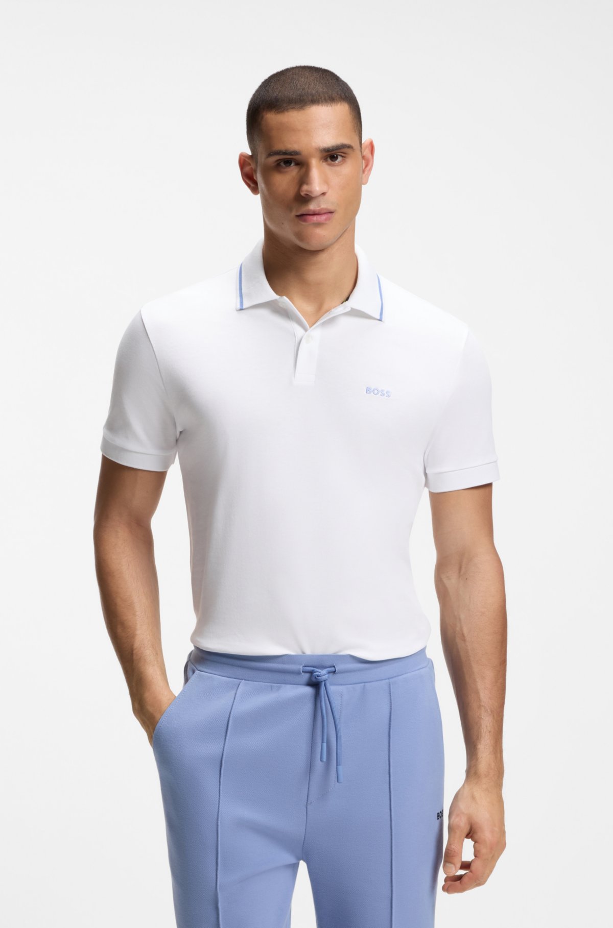 Paddy slim-fit polo shirt in interlock cotton