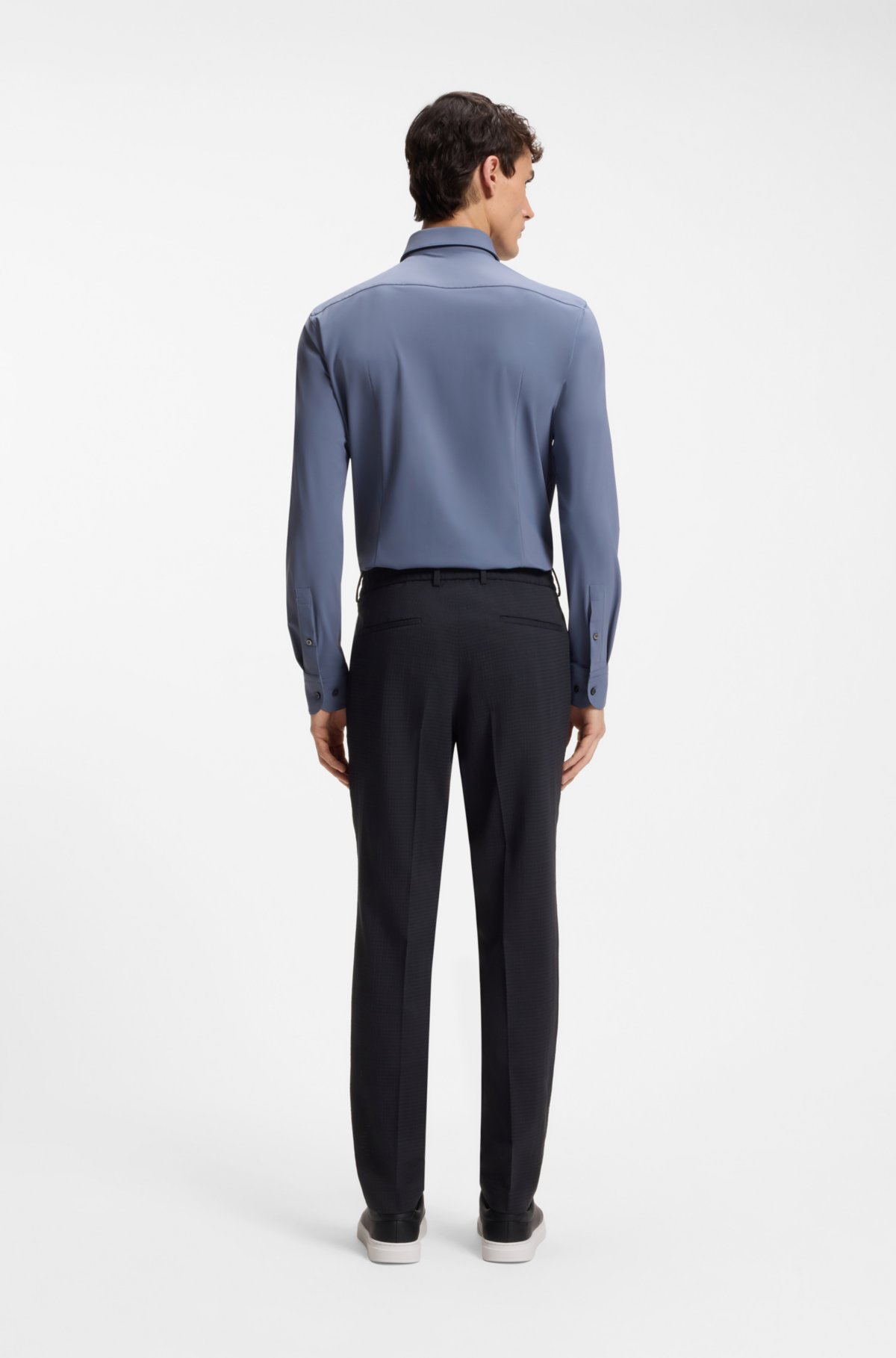 Patterned slim-fit trousers in a wool blend