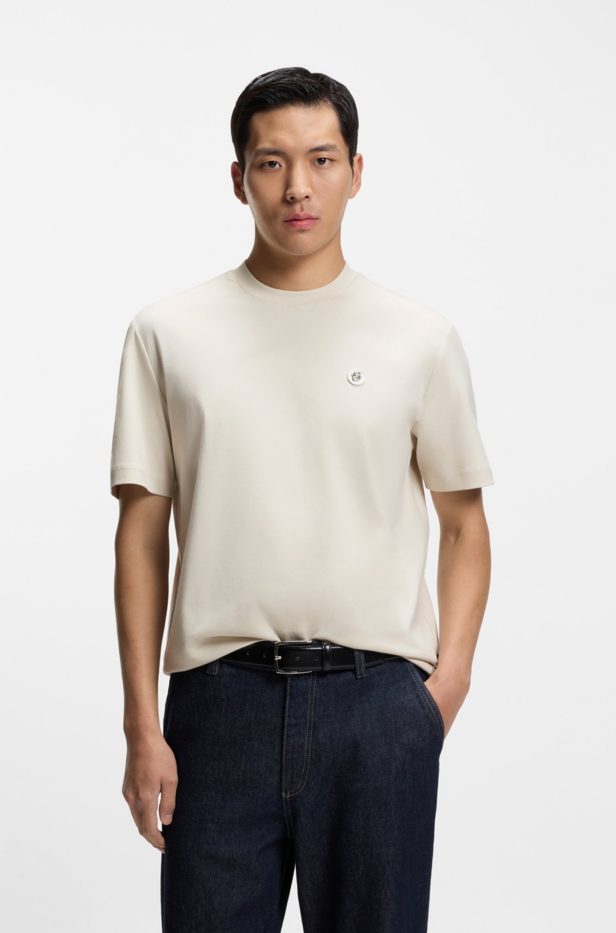 Mercerized-cotton T-shirt with Double B monogram
