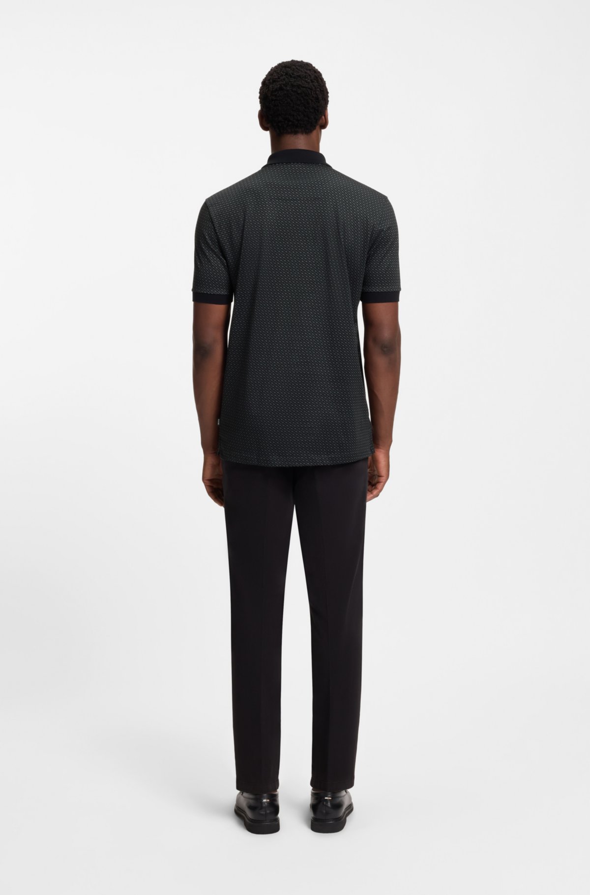 Mercerised-cotton polo shirt with two-tone monograms