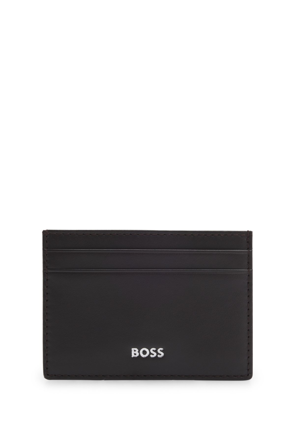 Logo-print card holder in leather
