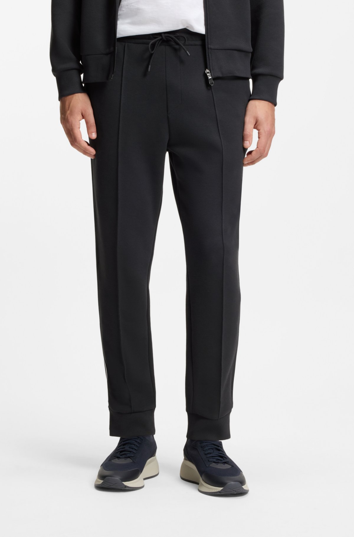 Piping-detail tracksuit bottoms in a cotton blend