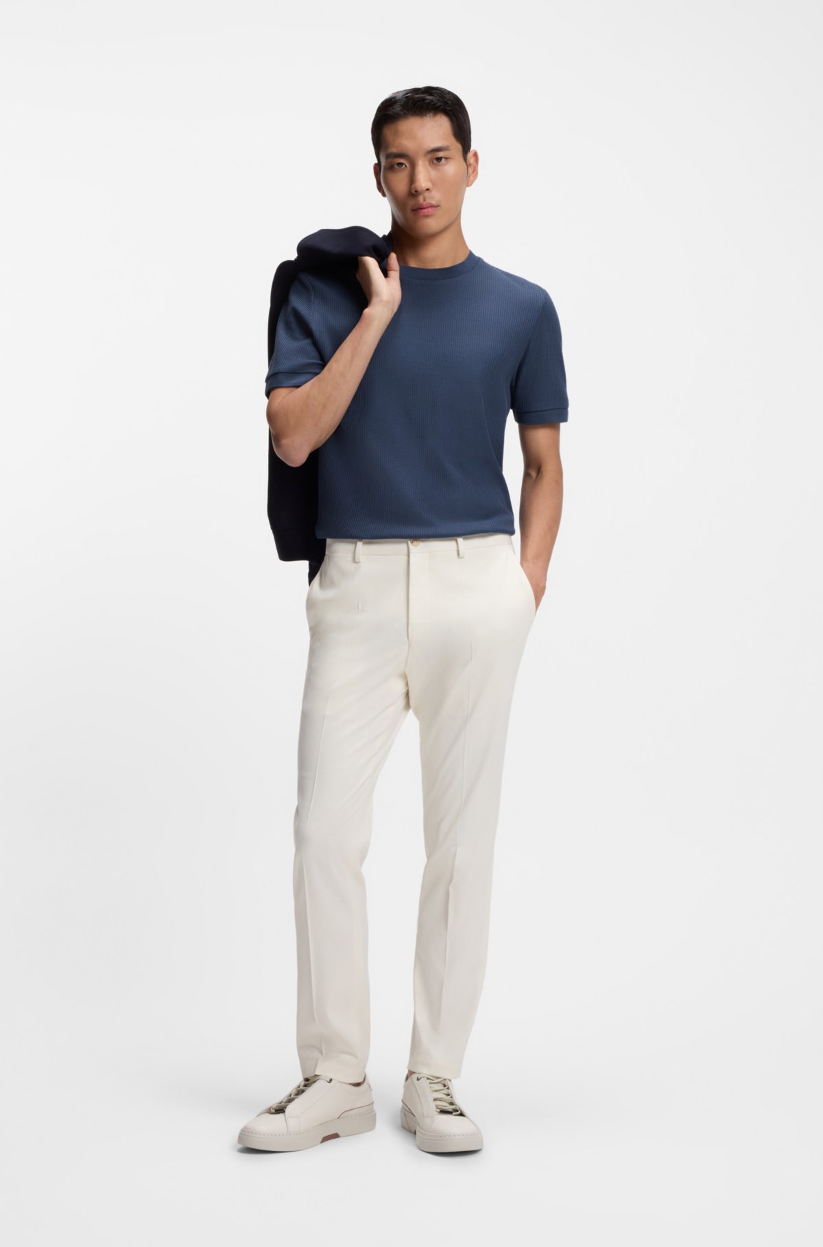 Regular-fit T-shirt in structured cotton