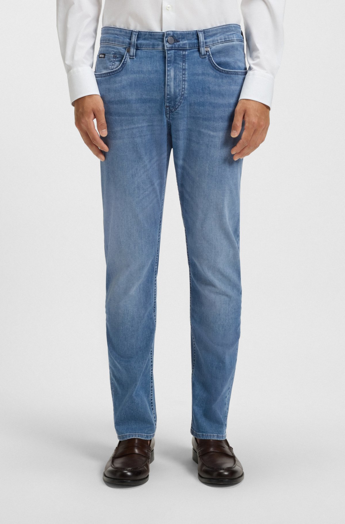 Blue slim-fit jeans in performance denim