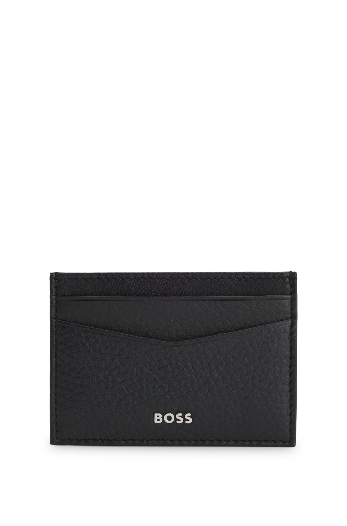 Money-clip card holder in grained leather