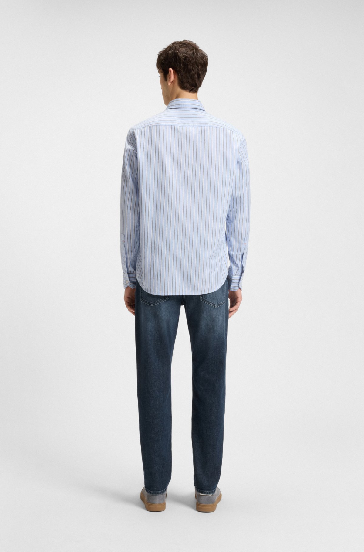 Blue tapered-fit jeans in comfort-stretch denim