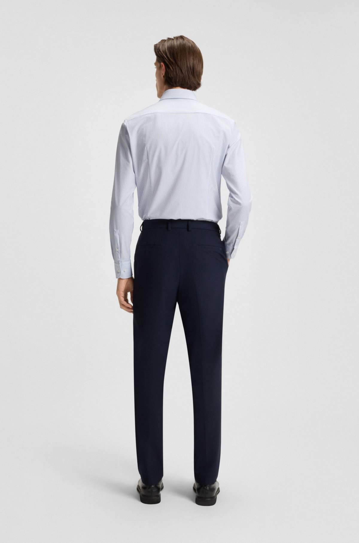Striped slim-fit shirt in performance-stretch fabric