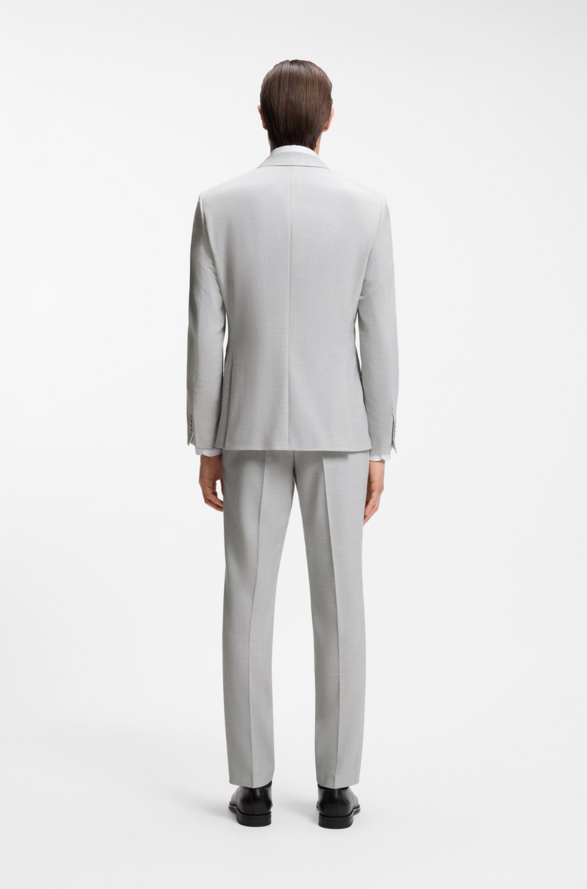 Two-piece slim-fit suit in micro-patterned cloth