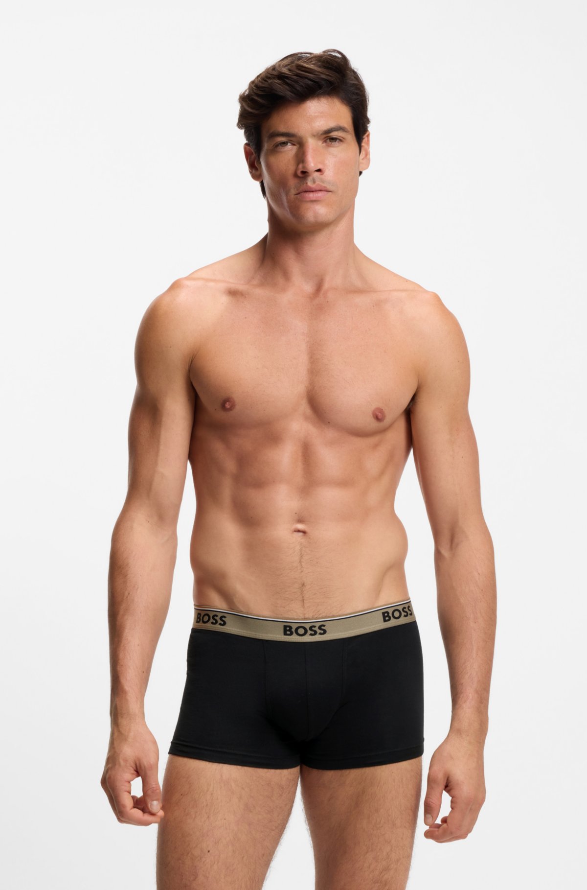 Three-pack of stretch-cotton trunks with logo waistbands